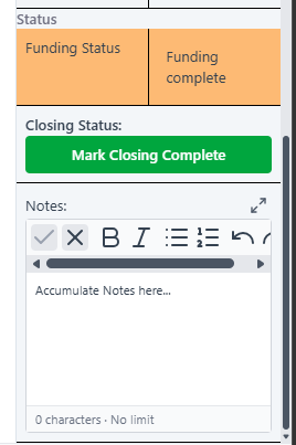 Closing details panel in ClosingTrak™ with timeline and task information