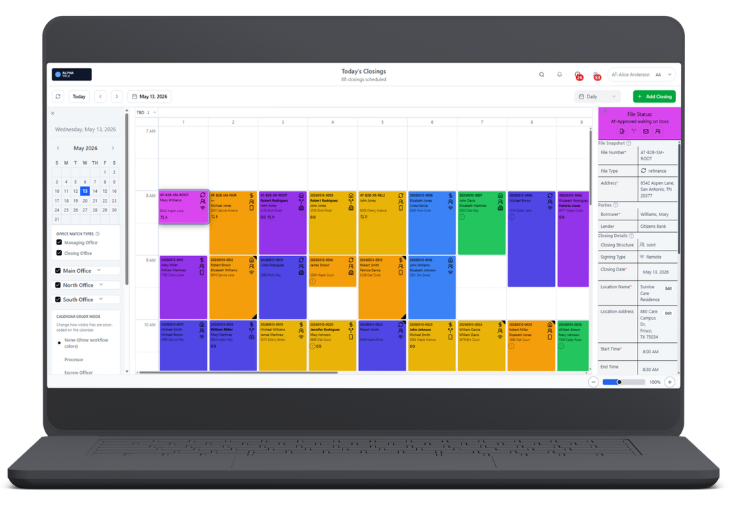 ClosingTrak scheduling interface preview